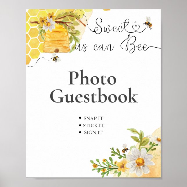 Poster Sweet as Can Bee Baby shower photo Livre d'invité (Devant)