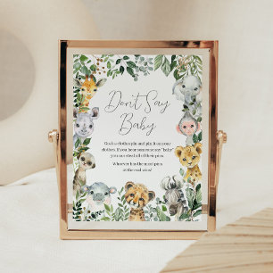 Poster Sweet Baby Boy Safari Baby shower Ne pas dire Baby
