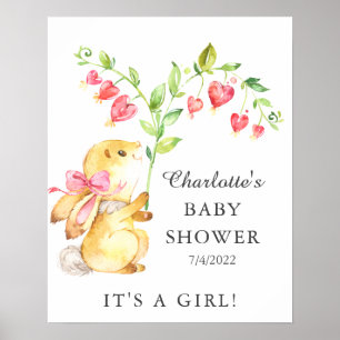 Poster Sweet Baby Girl Bunny Baby shower