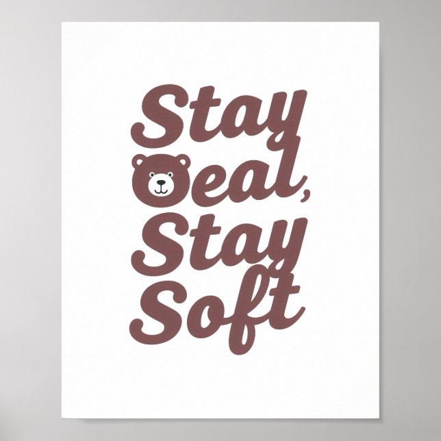 Poster Sweet Bear in a Hoodie Positive Message (Devant)