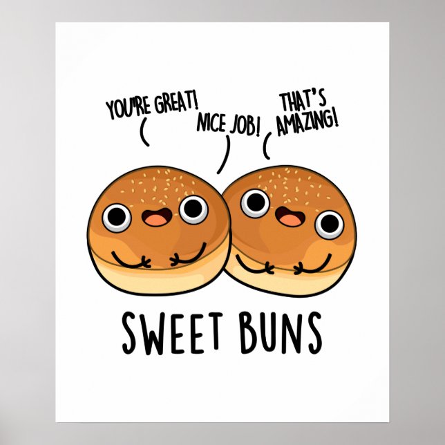 Poster Sweet Buns Funny Baking Pun (Devant)