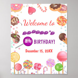 Poster Sweet Candy Land Anniversaire Crème glacée Donut B