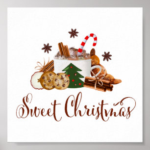 Poster Sweet Christmas Frappuccino Cookie Cinnamon Art