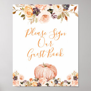 Poster Sweet Citrouille Rustic Floral S'il vous plaît sig