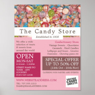 Poster Sweet Collection, Fournitures de confiserie Advert