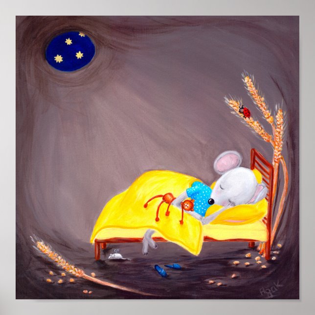 Poster Sweet Dreams | Cute Little Mouse Nursery (Devant)