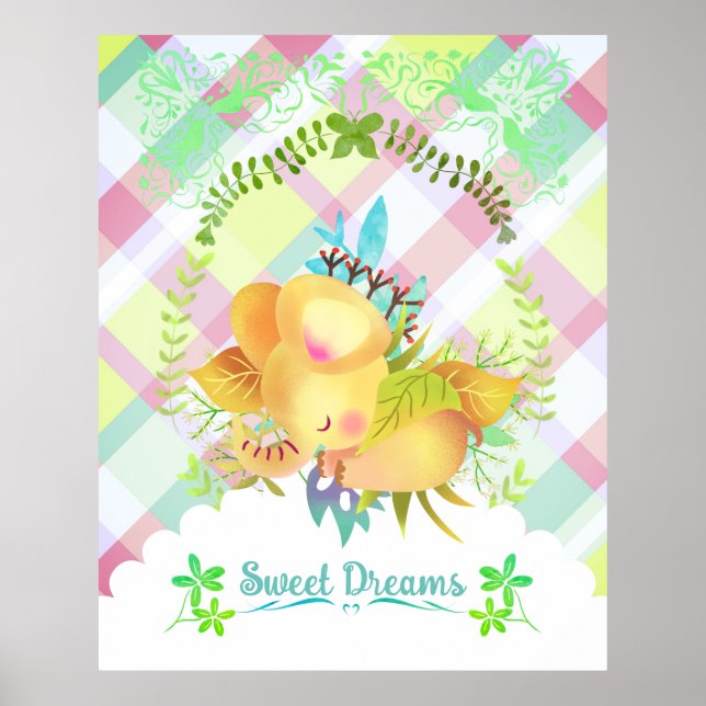 Poster Sweet Dreams Elephant. (Devant)