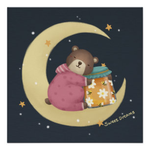 Poster Sweet Dreams : Illustration de l'ours et du miel
