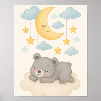 Poster Sweet Dreams Nursery Wall Art Set - Lune, Ours