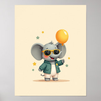 Poster Sweet Elephant Safari Nursery Wall Art