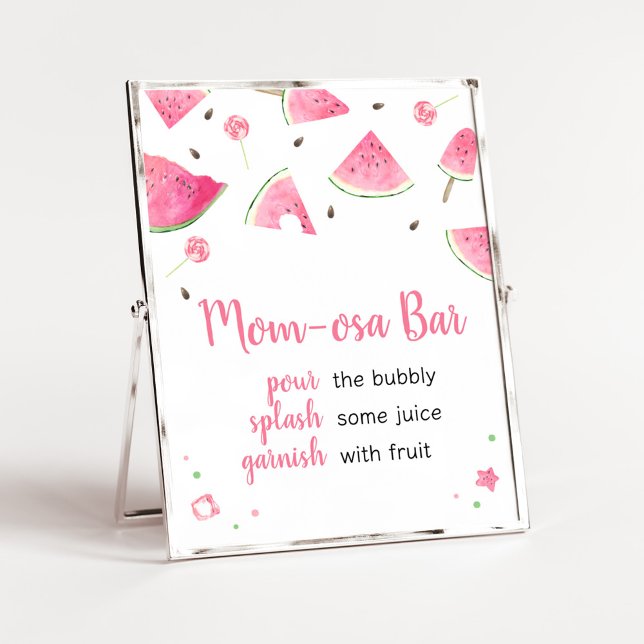 Poster Sweet Little Baby Watermelon Maman Osa Bar (Watermelon Sweet Little Baby Shower Mom Osa Bar Sign)