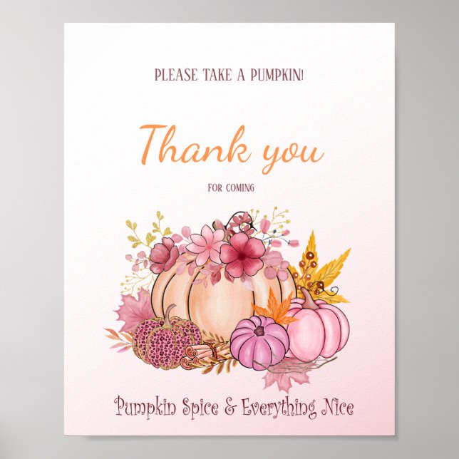 Poster Sweet Little Citrouille Fall Farm Pink Treat Sigh (Devant)