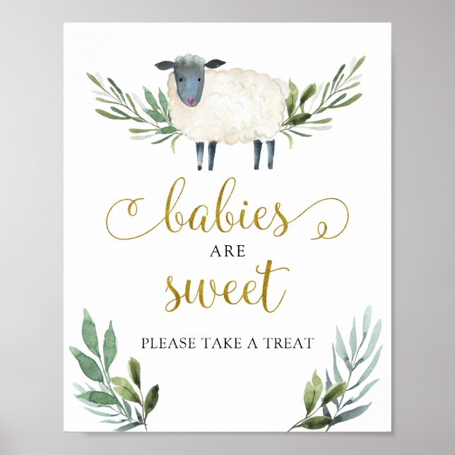 Poster Sweet Little Lamb Greenery Les bébés sont doux (Devant)
