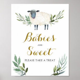 Poster Sweet Little Lamb Greenery Les bébés sont doux