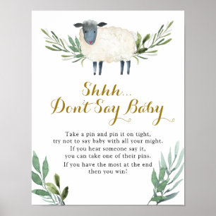 Poster Sweet Little Lamb Greenery Ne pas dire bébé