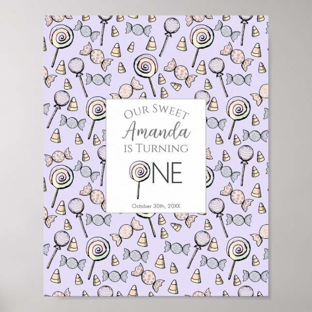 Poster Sweet Little One Candy Thème Premier anniversaire (Devant)