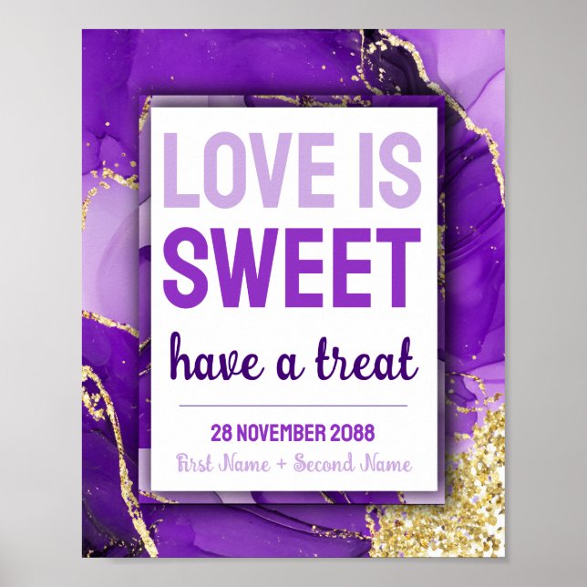 Poster Sweet Love Bat mitzvah Mariage Dessert Candy Bar (Devant)