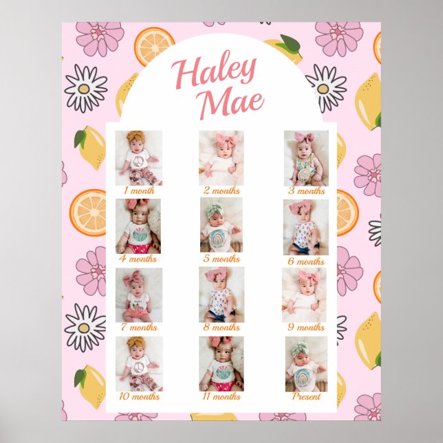 Poster Sweet One First Birthday Photos mensuelles (Devant)