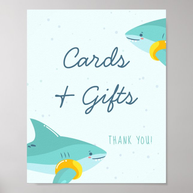 Poster Sweet Shark Summer Boy Baby showers Cartes et cade (Devant)