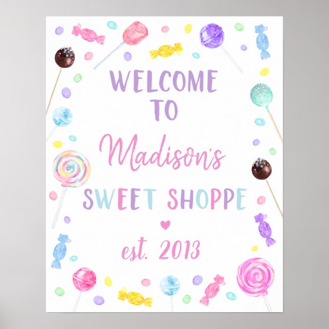 Poster Sweet Shop Lollipop Candy Anniversaire Bienvenue (Devant)