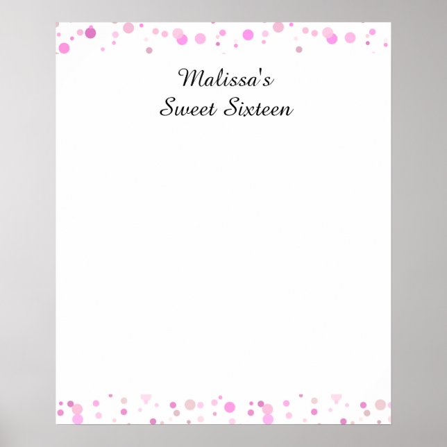 Poster Sweet sixteen, Bat mitzvah points roses, connexion (Devant)