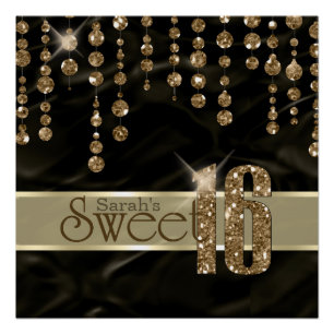 Poster Sweet sixteen bijou satiné Noir Gold ID260