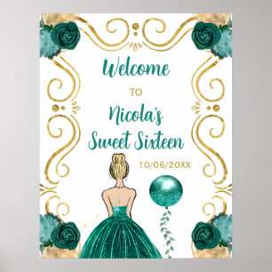 Poster Sweet sixteen Blonde Princesse Turquoise Bleue Bie
