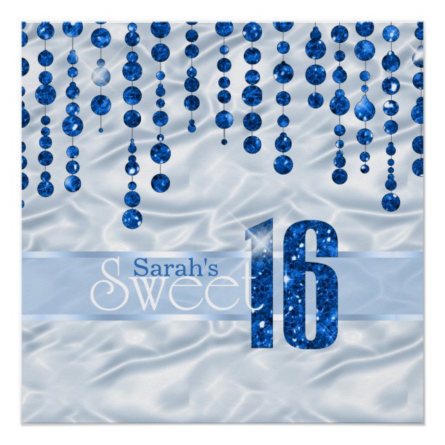 Poster Sweet sixteen de bijou satiné bleu ID260 (Devant)