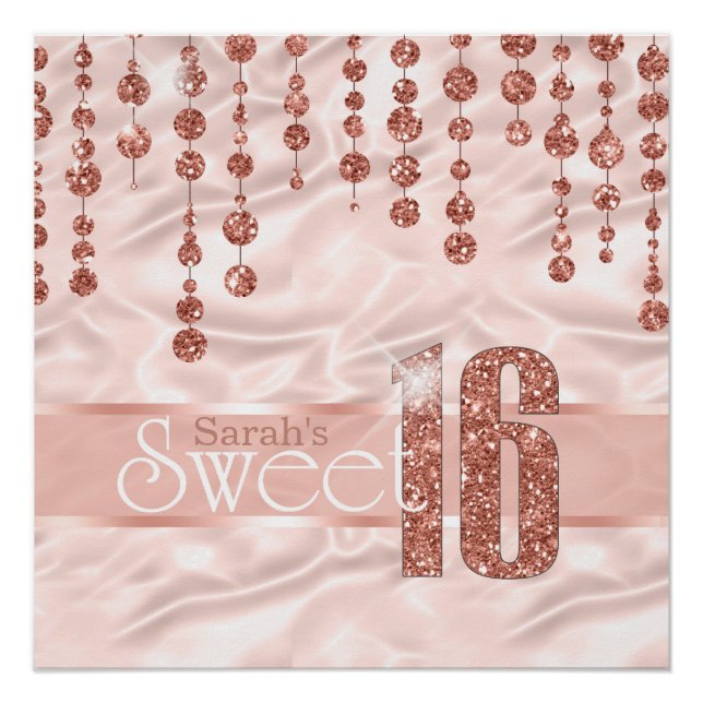 Poster Sweet sixteen de bijou satiné Rose Gold ID260 (Devant)