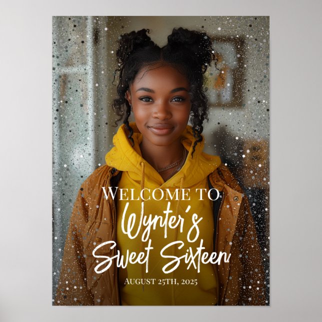 Poster Sweet sixteen fête signe d'accueil avec photo (Devant)