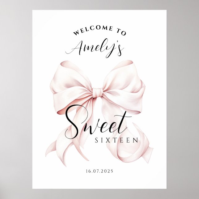 Poster Sweet sixteen rose Bow (Devant)