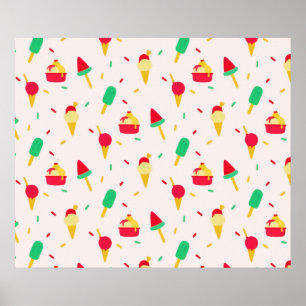 Poster Sweet Summer Fun Rainbow Ice Cream Sprinkings