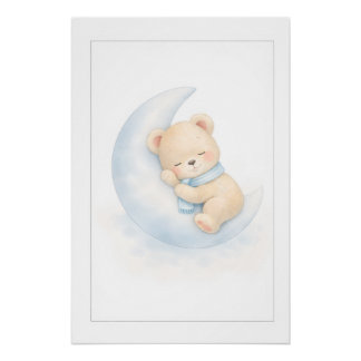 Poster Sweet Teddy Bear Illustration – Premium Nursery Wa