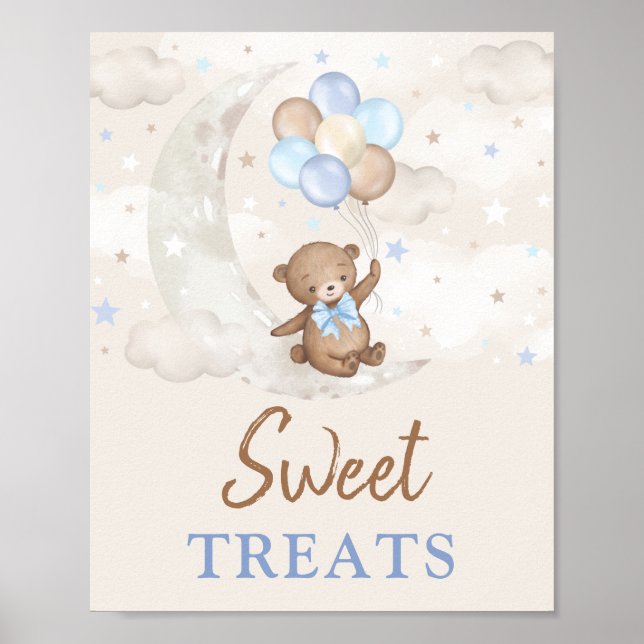Poster Sweet Traitements Lune Teddy Bear Bleu Brown Ballo (Devant)