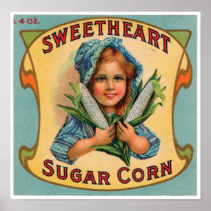Poster Sweetheart Corn à sucre Étiquette Vintage