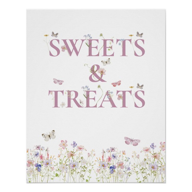 Poster Sweets and Traitements Favors Butterfly Floral Gar (Devant)