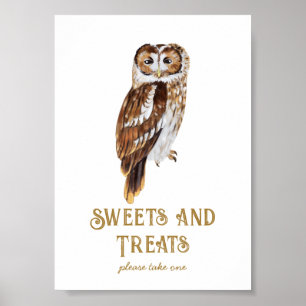 Poster Sweets & Traitements Chouette Baby shower