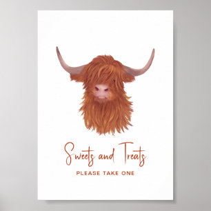 Poster Sweets & Traitements Highland Cow Baby shower