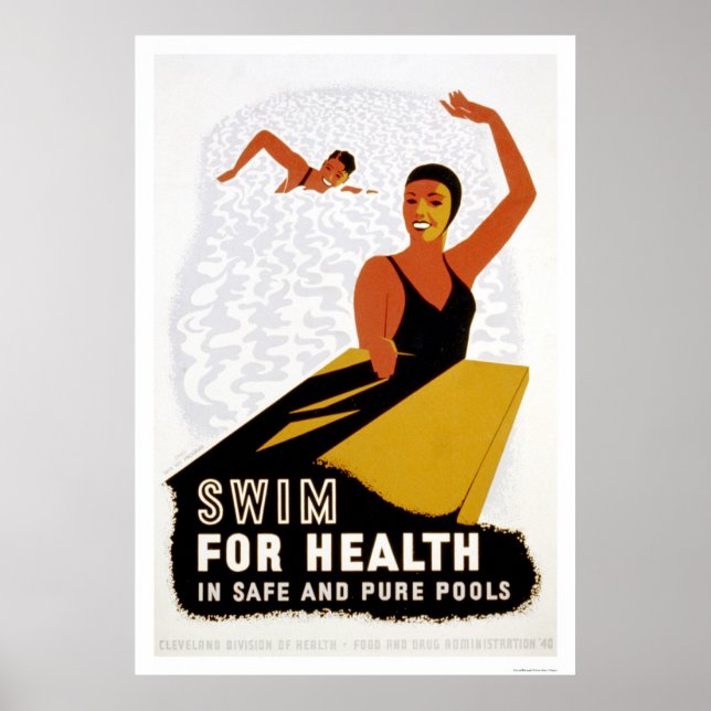 Poster Swim For Health 1940 WPA (Devant)