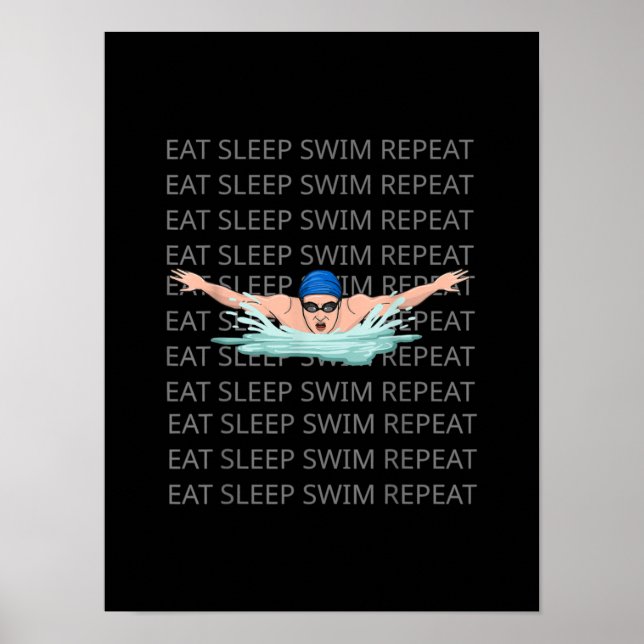 Poster Swimmer Love Funny Swimming Sport Boy (Devant)