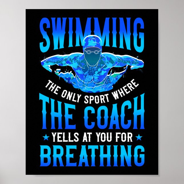 Poster Swimmer Swim Respiration Papillon nage Coach (Devant)