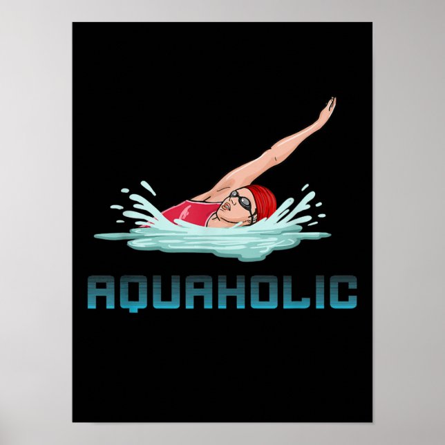 Poster Swimming Cap Goggles Swim Love Funny Swimmer Girl (Devant)