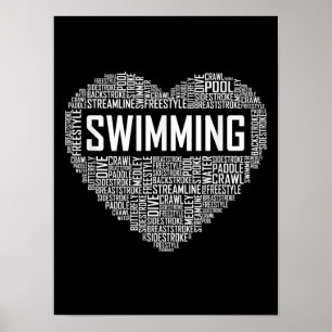 Poster Swimming Heart Coach Swimmer Venin Swim Lover Toxi