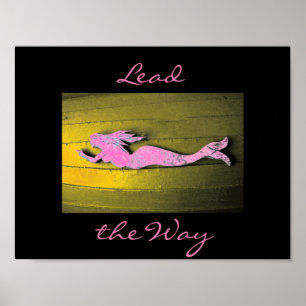 Poster swimming pink mermaid