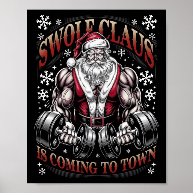 Poster Swole Claus Vient À Père Noël Gymnase De Noël (Devant)
