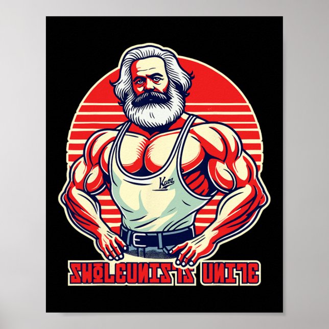 Poster Swoleunists Unite Funny Communist Gym Bodybuilder (Devant)