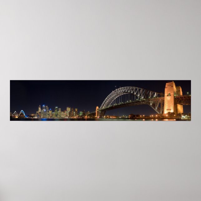 Poster Sydney australia Harbour Bridge en soirée panorama (Devant)