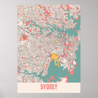 Poster Sydney - Australie Chalk City Map