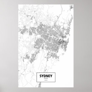 Poster Sydney, Australie (noir sur le blanc)
