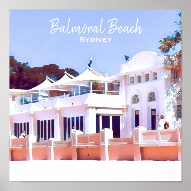 Poster Sydney Balmoral Beach rétro Bathons Pavillon (Devant)